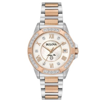 1 - Bulova Marine Star Lady 98R234 two-tone steel women's time-only watch with diamonds