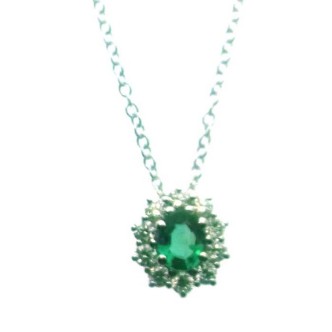 1 - Salvini women's necklace in white gold with emerald and diamonds 20099614