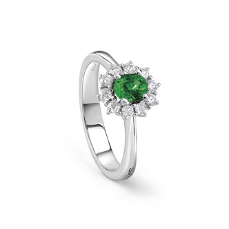 1 - Salvini women's ring in white gold with emerald and diamonds 20099514