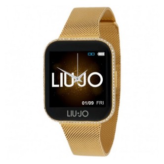 1 - Liu Jo women's golden smartwatch with crystals SWLJ079 steel Milan mesh