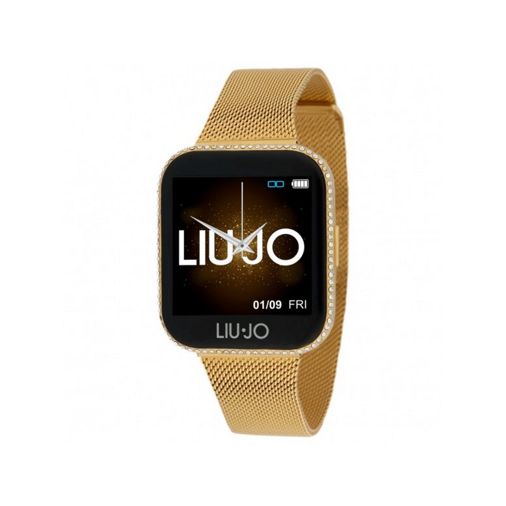 1 - Liu Jo women's golden smartwatch with crystals SWLJ079 steel Milan mesh