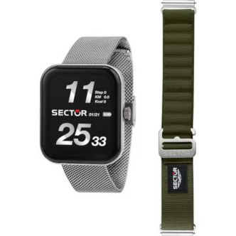 1 - Smartwatch uomo Sector S-03 Pro Light doppio cinturino R3253171502 acciaio Maglia Milano