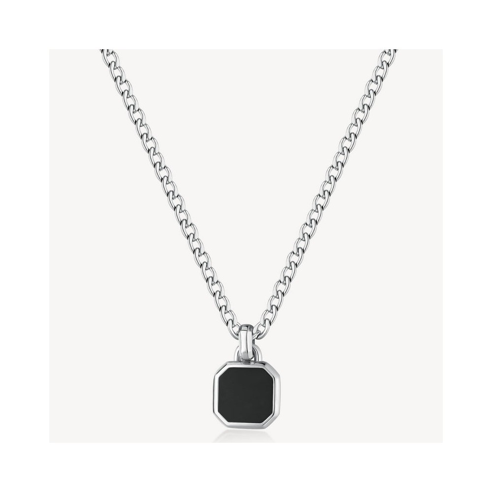 1 - Brosway INK BIK126 men's necklace, 316L steel and black onyx