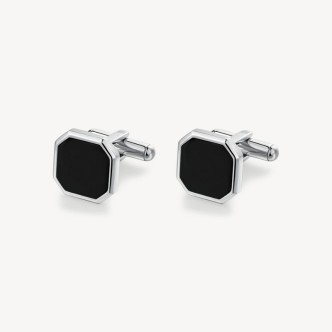 1 - Brosway INK BIK132 men's cufflinks, 316L steel and black onyx