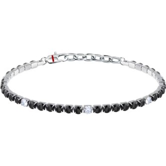 1 - Sector steel men's tennis bracelet with black and white zircons SANN50