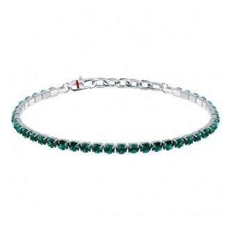 1 - Sector steel men's tennis bracelet with green zircons SANN52