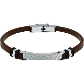 1 - Bracciale uomo Sector Bandy acciaio e pelle marrone SZV113