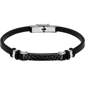 1 - Bracciale uomo Sector Bandy acciaio e pelle nera SZV114