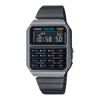 1 - Casio Vintage Edgy black rectangular calculator watch CA-500WEGG-1BEF resin case and strap