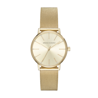 1 - Armani Exchange Lola women's only time watch, golden AX5536 steel