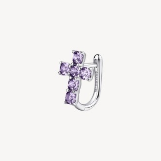 1 - Brosway Fancy FMP21 925 silver women's cross earring with purple zircons.