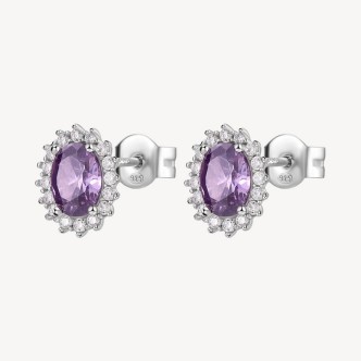 1 - Brosway Fancy FMP22 925 silver women's earrings with white and purple zircons.