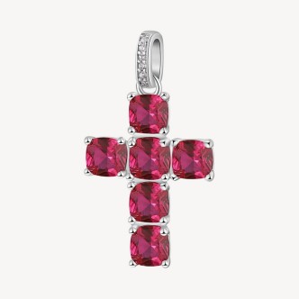 1 - Brosway Fancy FPR12 925 silver women's cross charm with fuchsia zircons.