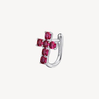 1 - Orecchino donna croce Brosway Fancy FPR14 Argento 925 e zirconi fucsia