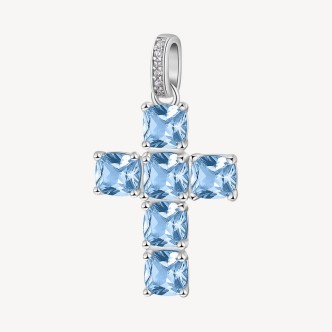 1 - Brosway Fancy FCL14 925 silver women's cross charm with light blue zircons.