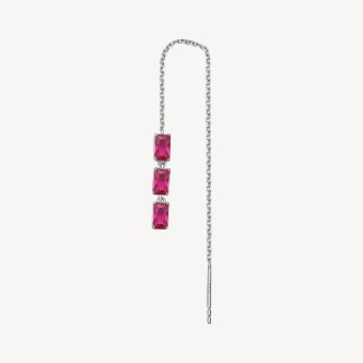 1 - Orecchino donna saliscendi Brosway Fancy FPR16 Argento 925 e zirconi fucsia