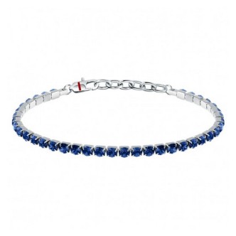 1 - Bracciale Tennis uomo Sector acciaio con zirconi blu SANN51