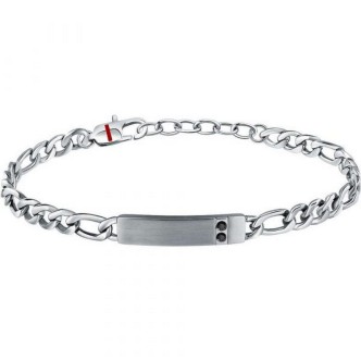 1 - Bracciale uomo Sector Basic acciaio con cristalli e targhetta centrale SZS104