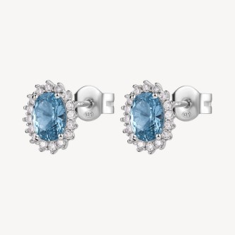 1 - Brosway Fancy FCL17 925 silver women's earrings with white and light blue zircons.