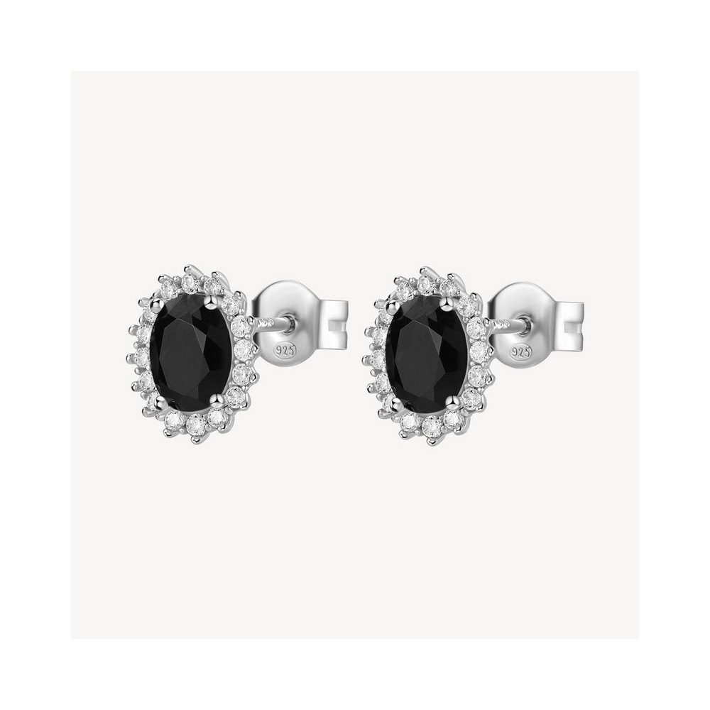 1 - Brosway Fancy FMB13 925 silver women's earrings with white and black zircons.