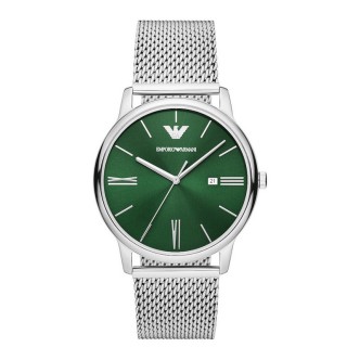 1 - Orologio uomo solo tempo Emporio Armani Minimalist fondo verde AR11178 acciaio Maglia Milano