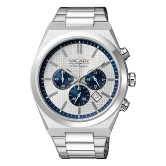 1 - Orologio cronografo uomo Vagary Timeless grigio e blu IV4-918-11 cassa e bracciale acciaio