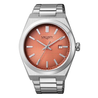 1 - Orologio solo tempo uomo Vagary Timeless salmone IB9-212-91 cassa e bracciale acciaio