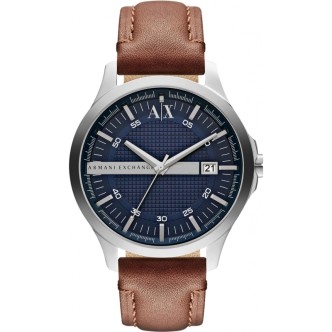 1 - Emporio Armani watch steel only time analog man leather strap AX2133 Exchange Hampton