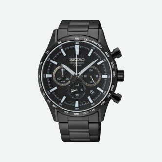 1 - Seiko Sport black chronograph watch SSB415P1 titanium-coated steel