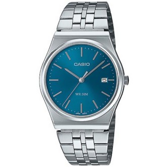 1 - Casio Classic time only women's watch with blue background MTP-B145D-2A2VEF steel