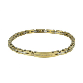 1 - Bracciale uomo Zancan Hi-Teck dorato acciaio UHB047 con zirconi bianchi