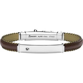 1 - Bracciale uomo Zancan Argento 925 e pelle marrone ESB294-MA