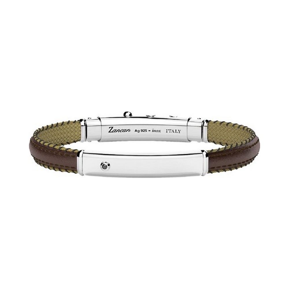 1 - Zancan men's bracelet 925 silver and brown leather ESB294-MA