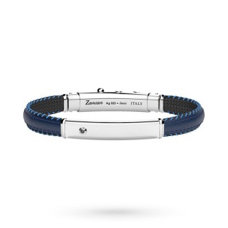 1 - Bracciale uomo Zancan Argento 925 e pelle blu ESB294-BL