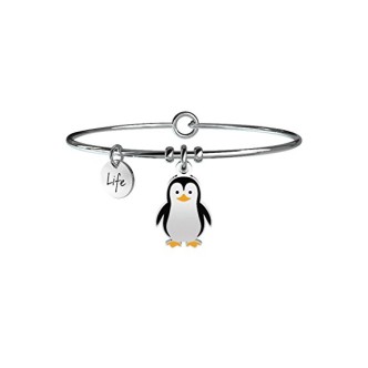 1 - Bracciale Kidult 731242 acciaio 316L ciondolo con pinguino cristalli e smalto collezione Animal Planet