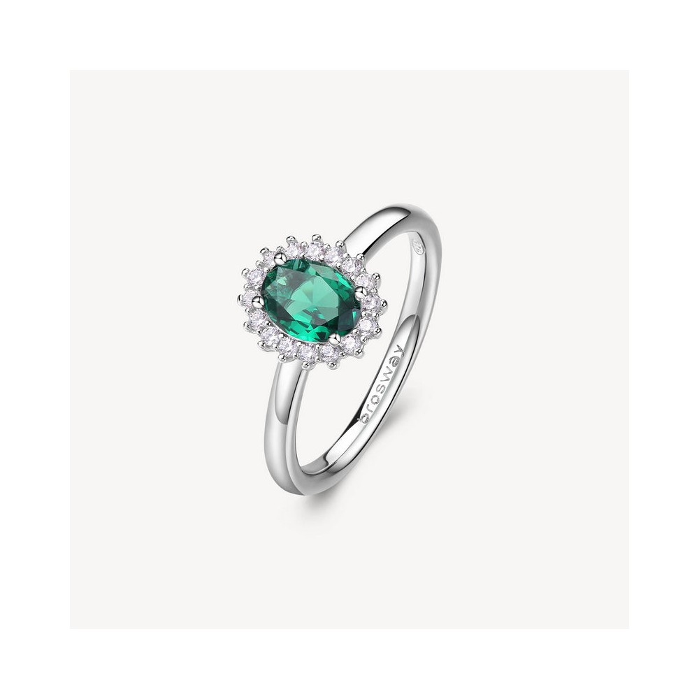 1 - Brosway Kate Fancy women's ring 925 silver with green zircons FLG71C size. 14