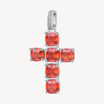 1 - Brosway Fancy women's cross charm in 925 silver FVO03 with white and red zircons