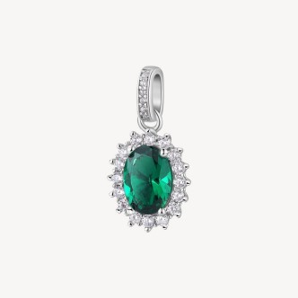 1 - Brosway Fancy FLG12 925 silver women's charm with white and green zircons.