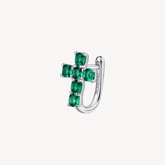 1 - Brosway Fancy FLG13 925 silver women's cross earring with green zircons.