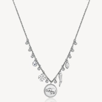 1 - Brosway Chakra BHKN099 316L steel women's lucky necklace with white pendant zircons.