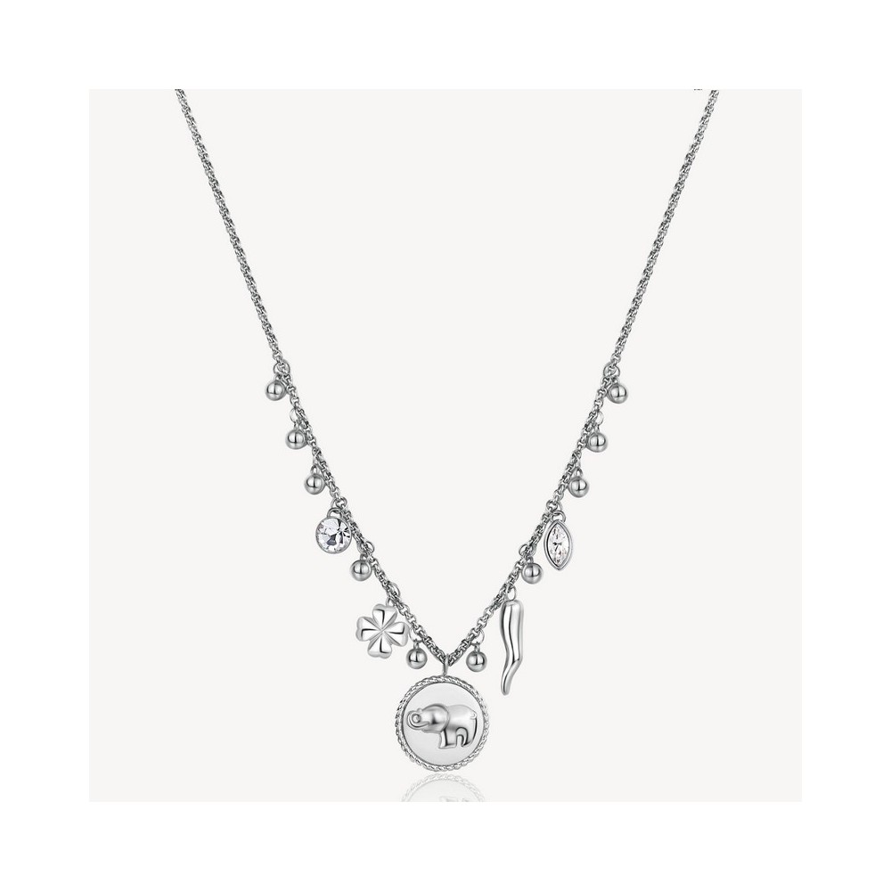 1 - Collana donna portafortuna Brosway Chakra BHKN099 Acciaio 316L e zirconi pendenti bianchi