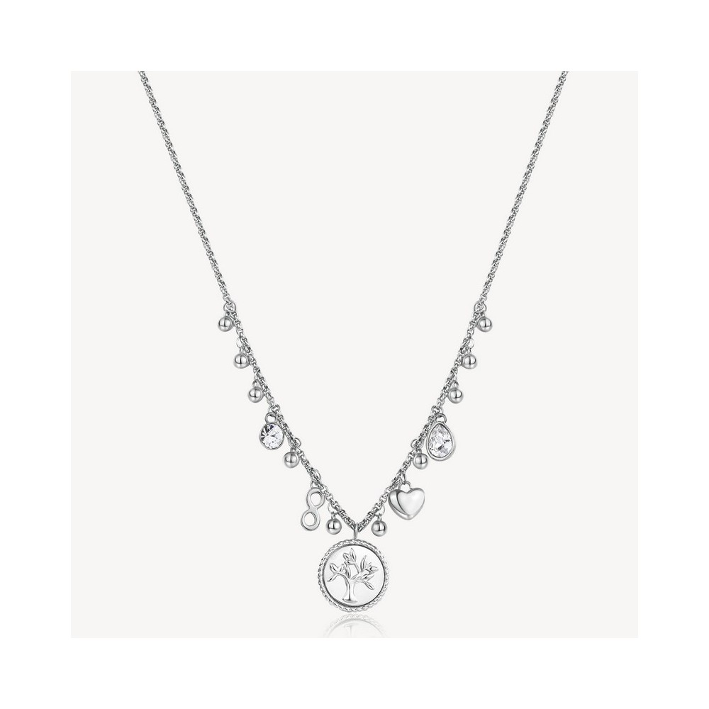 1 - Brosway Chakra BHKN100 316L steel women's necklace with mystical elements and white pendant zircons.