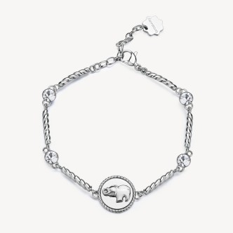 1 - Brosway Chakra BHKB157 316L steel women's lucky charm bracelet with white zircons.