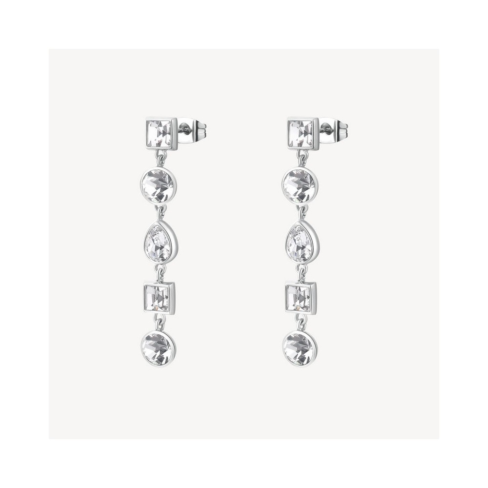 1 - Brosway Symphonia women's pendant earrings in 316L steel with white crystals BYM179