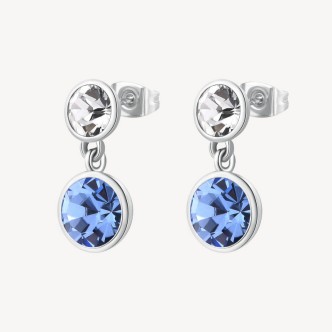 1 - Brosway Symphonia women's pendant earrings in 316L steel with white and blue crystals BYM174