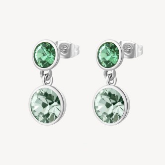 1 - Brosway Symphonia women's pendant earrings in 316L steel with green crystals BYM175