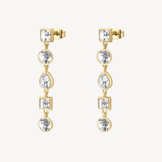 1 - Brosway Symphonia women's pendant earrings in gold-plated 316L steel with white crystals BYM180