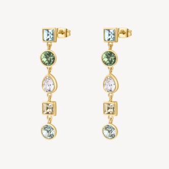 1 - Brosway Symphonia women's pendant earrings in gold-plated 316L steel with multicolor crystals BYM182