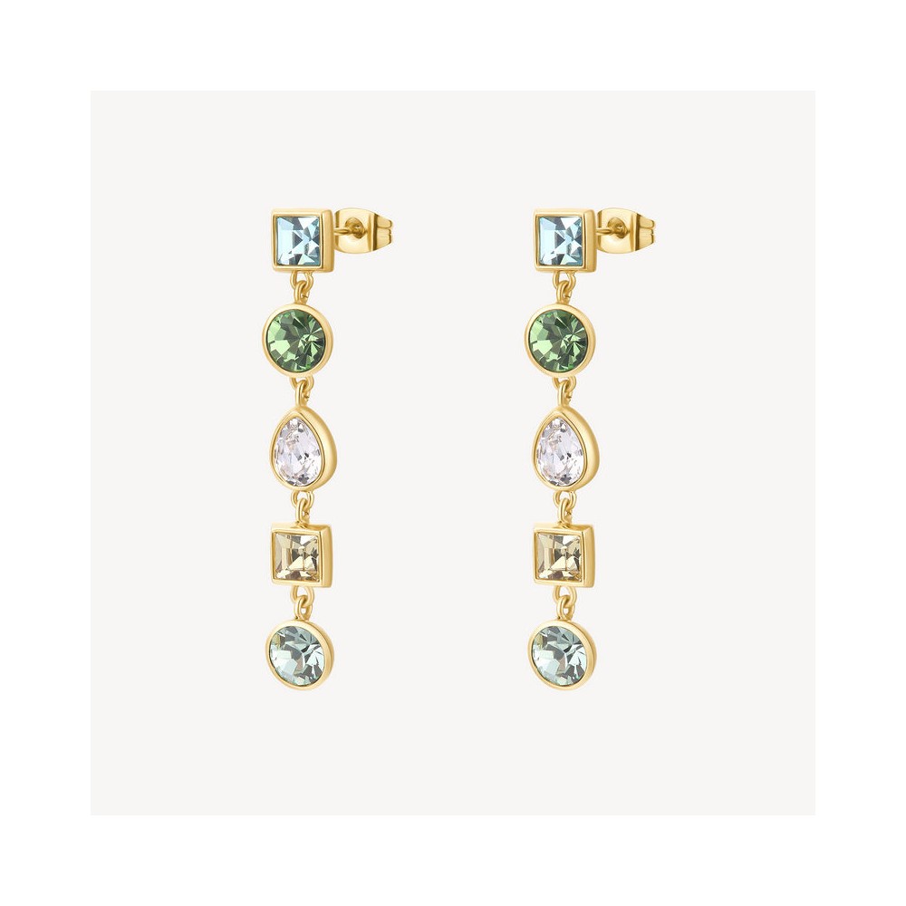 1 - Brosway Symphonia women's pendant earrings in gold-plated 316L steel with multicolor crystals BYM182