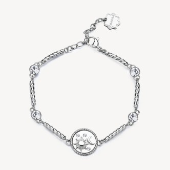 1 - Brosway Chakra BHKB155 316L steel women's sun and moon bracelet with white zircons.